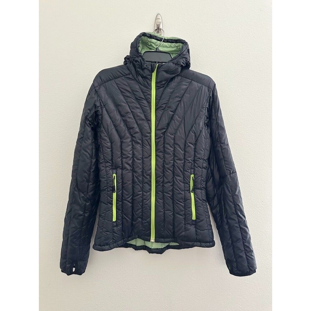 Big Agnes Hole in the Wall Puffer Jacket Hooded DownTek Black Green Women's M